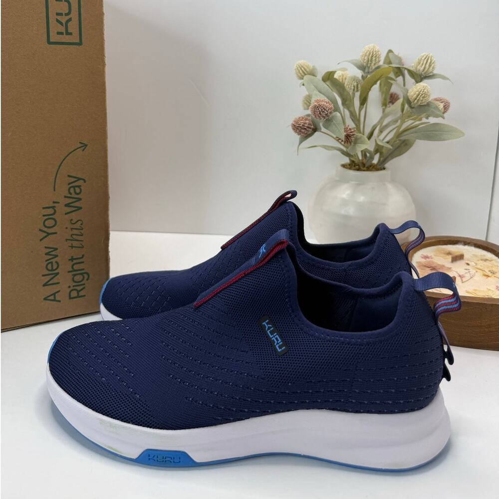 Kuru Atom Slip-on Comfort Sock-Like Sneaker Navy Women 11M NWB FLAW